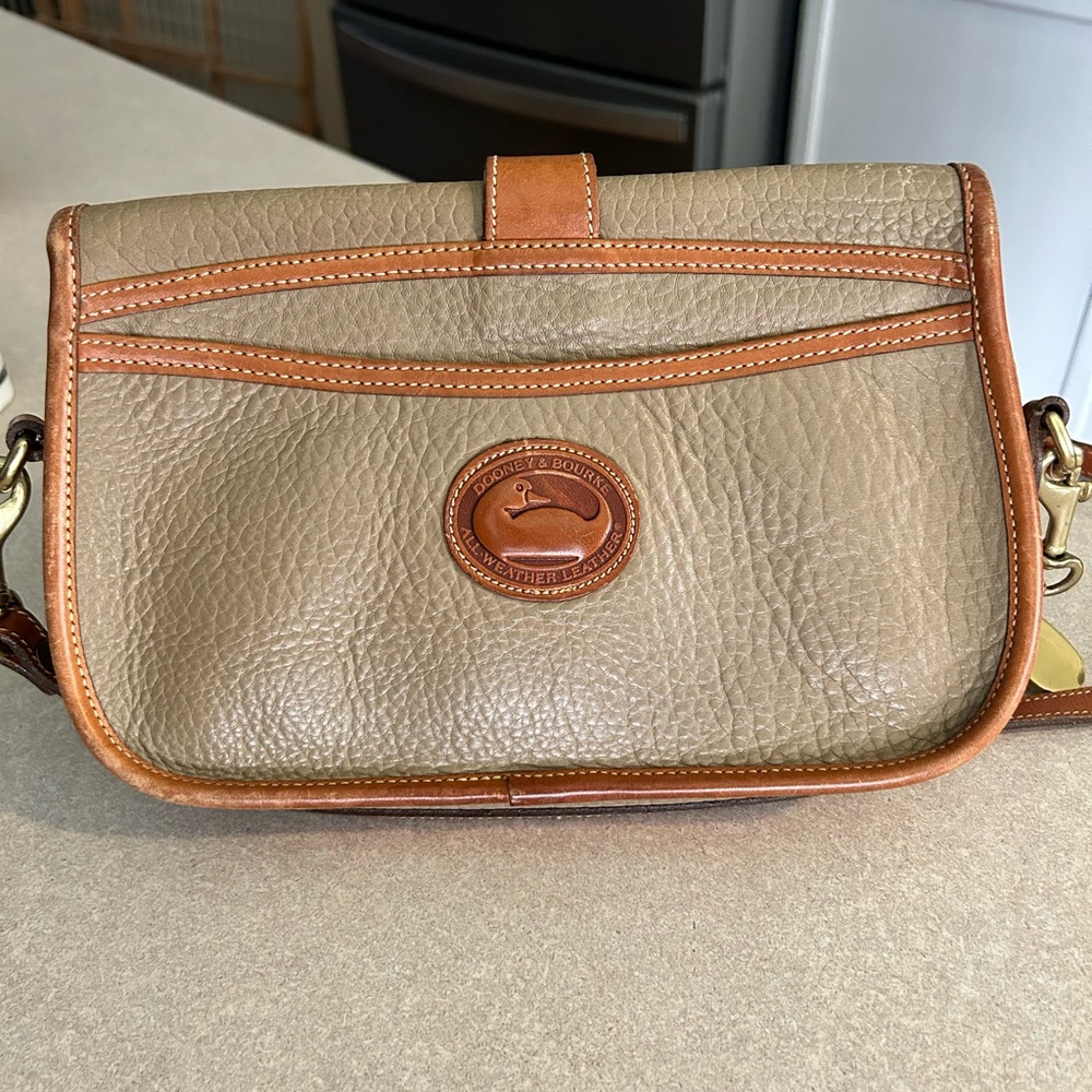 Dooney & Bourke Taupe and Tan Leather Crossbody Bag
